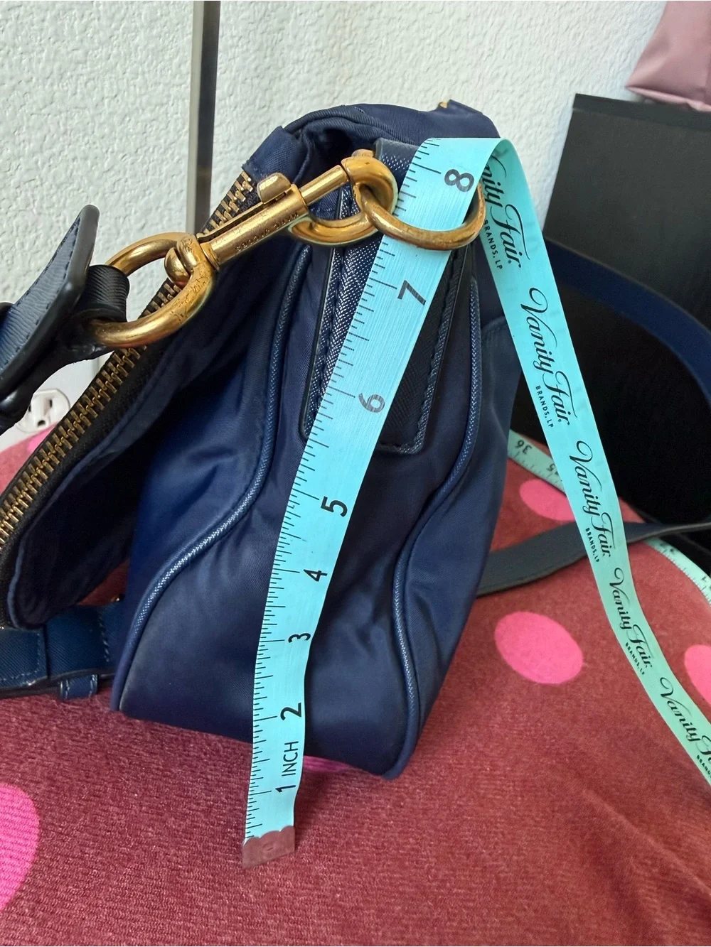 Marc Jacobs Navy Nylon Crossbody Bag Gold Hardware Zip Flap Shoulder Purse